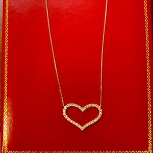 10 Karat white gold open heart diamond cut 16 inch necklace